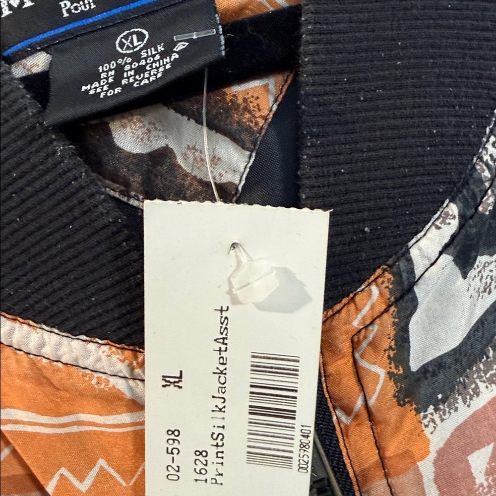 Montage 100% silk patterned bomber street wear XL NWT - Picture 5 of 9